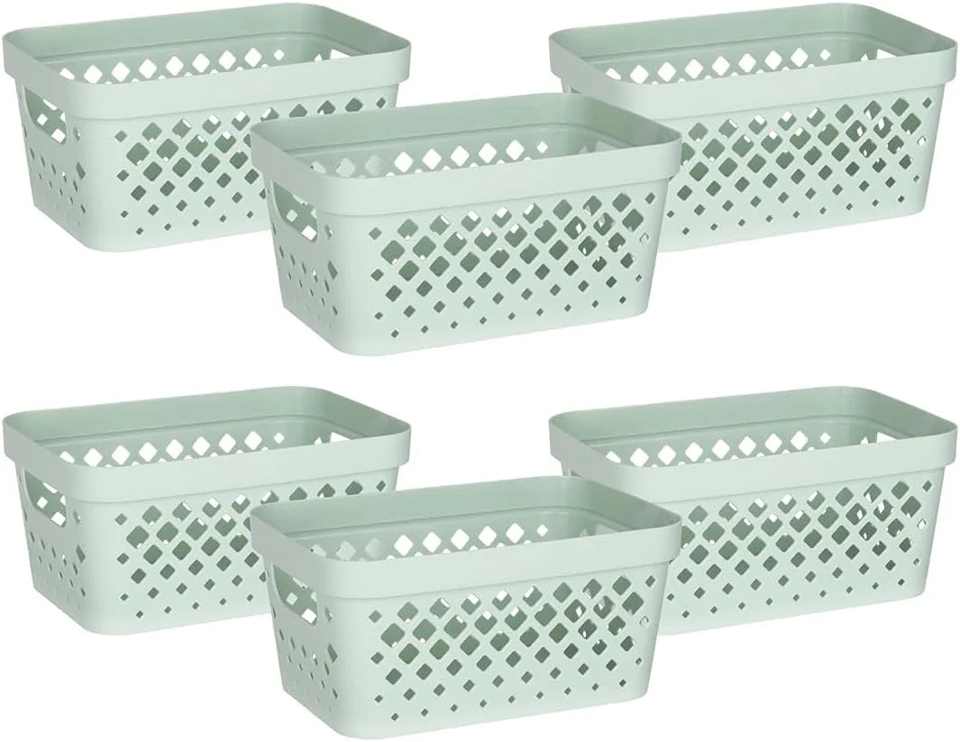 Special Plastic Baskets for Organizing, Set of 6, Pantry Storage for Under Counter, Linen Closet, and Bathroom, Nesting - Image 5