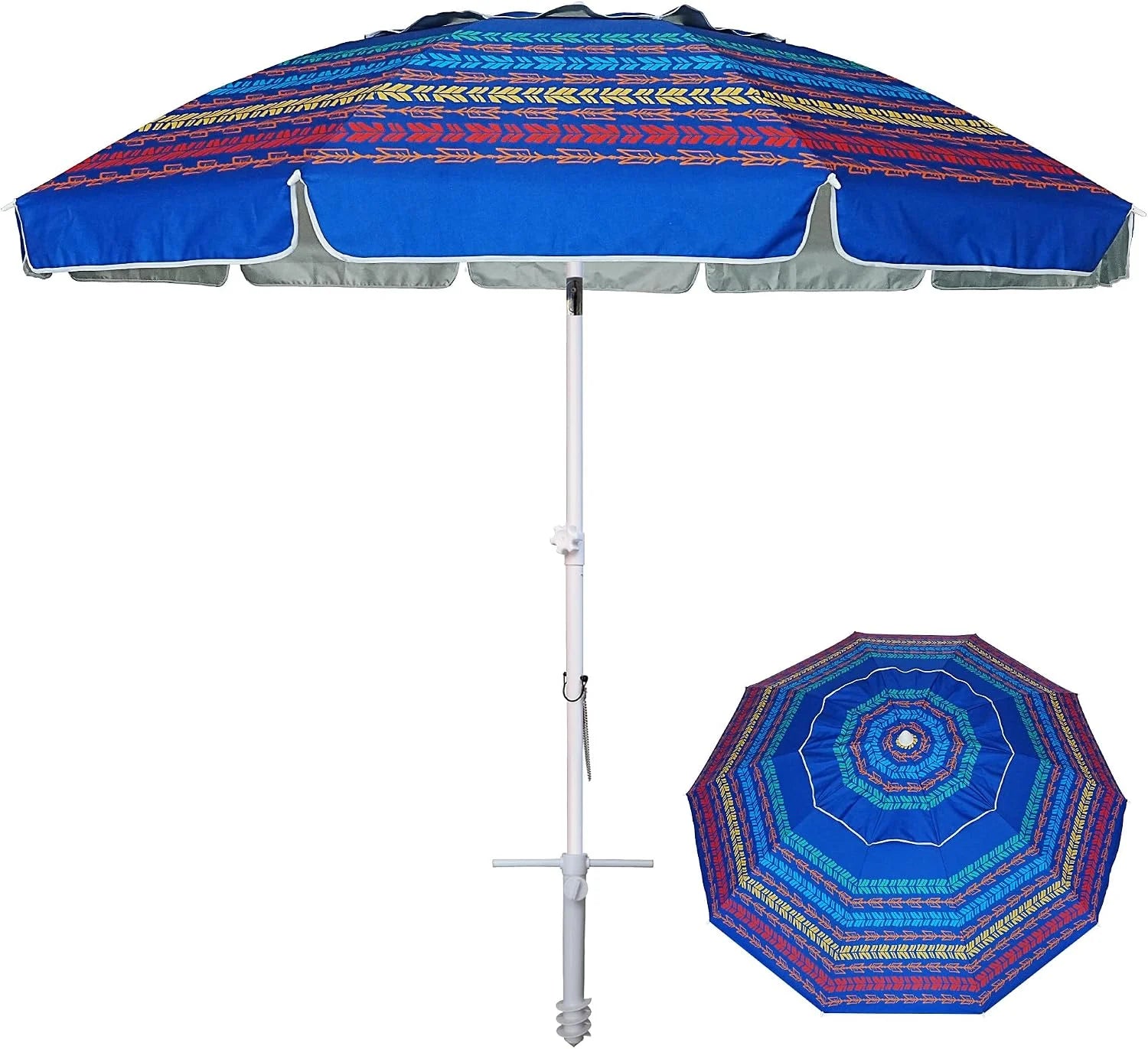 Special AMMSUN 8 Feet Large Beach Umbrella with Sand Anchor Heavy Duty High Wind Portable Outdoor Umbrellas UV 50+ Protection - Image 7