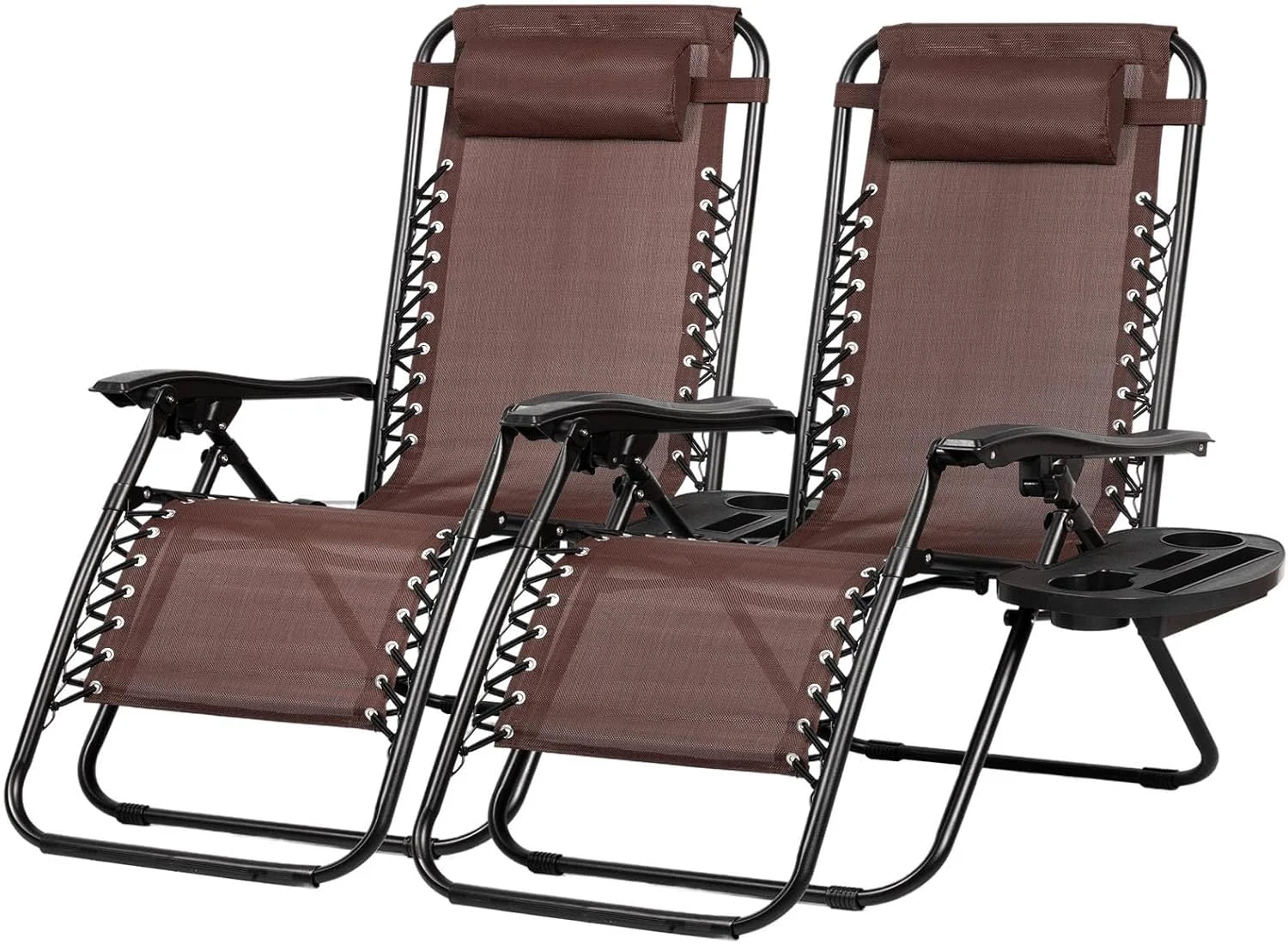 Special Set of 2 Relaxing Recliners Patio Chairs Adjustable Steel Mesh Zero Gravity Lounge Chair Beach Chairs - Image 4