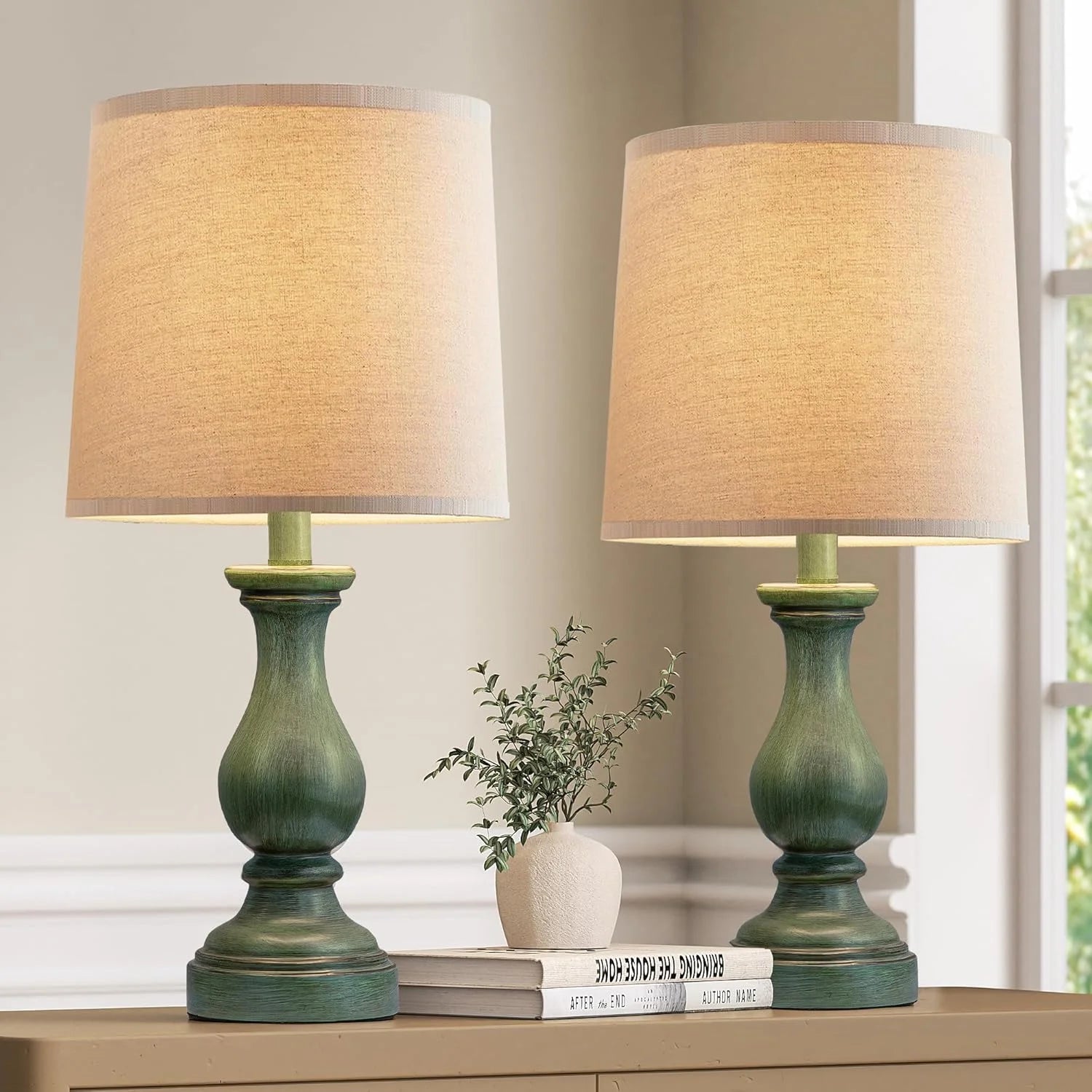 Special Farmhouse Table Lamps Set of 2, Rustic Lamp for Bedroom Living Room - Image 2