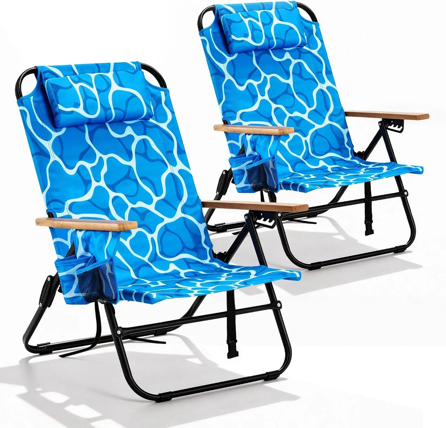 Special Canpsky 2 Pack Premium 5-Position Reclining Camping Chair, Portable Folding Lightweight Outdoor Chair with Wooden - Image 9
