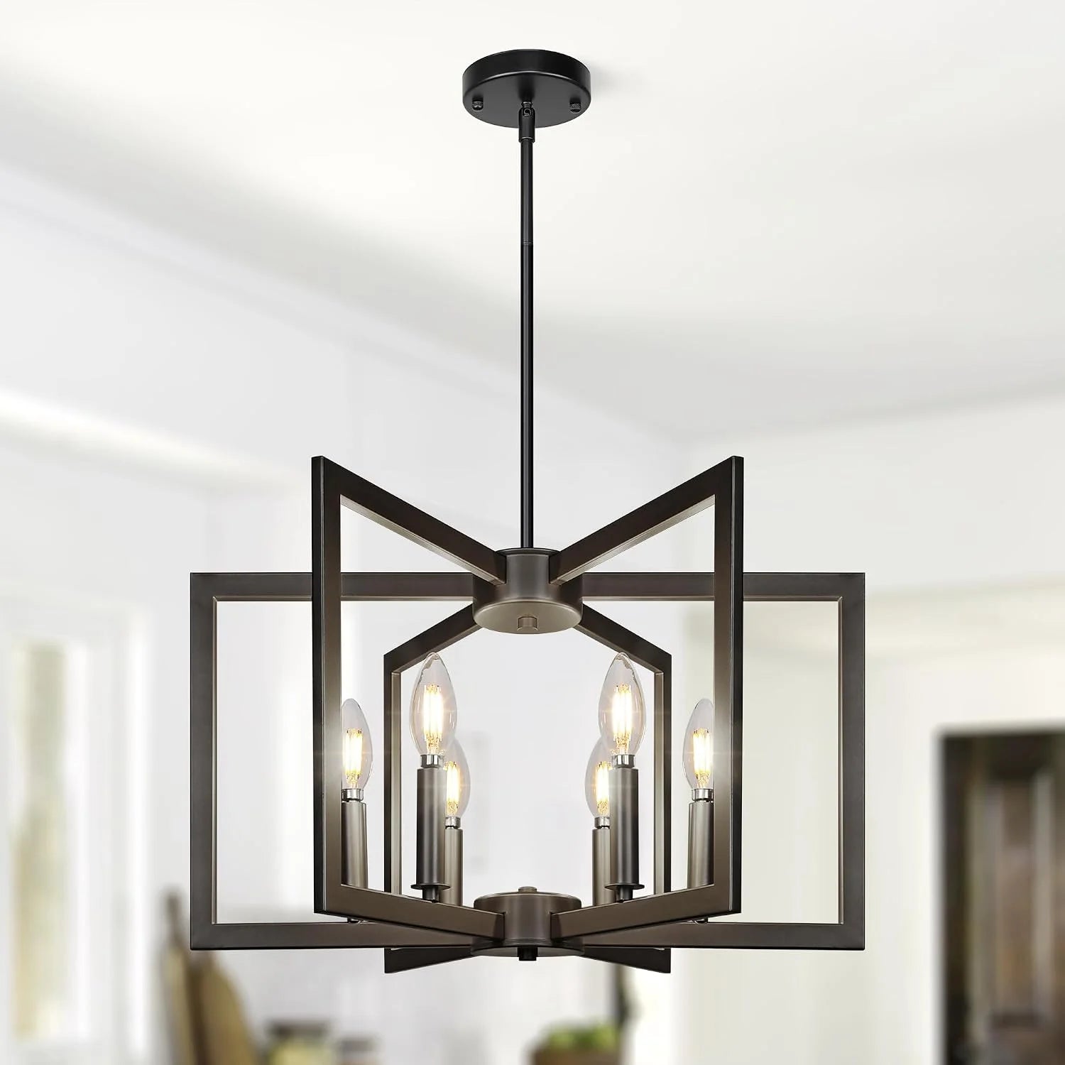 Special 6-Light Modern Metal Geometric Chandelier£¬Kitchen Island Brushed Nickel Lighting Fixtures£¬Entryway Light - Image 2