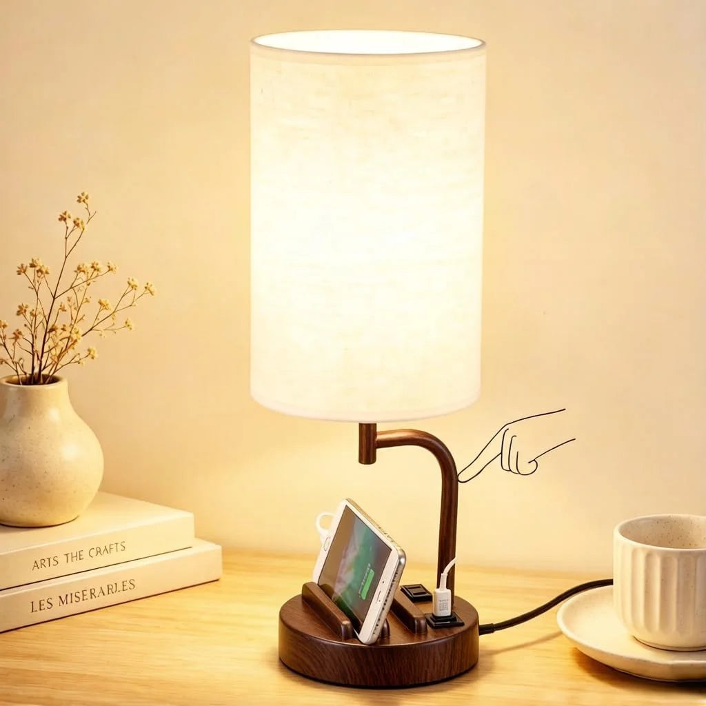 Special Dreamholder Touch Control USB Table Lamp with USB C/A & AC Outlet, Dimmable, Bulb Included - Image 6