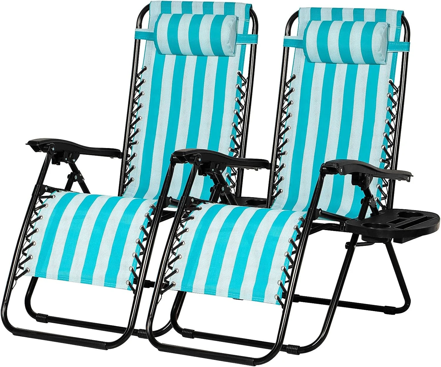 Special Set of 2 Relaxing Recliners Patio Chairs Adjustable Steel Mesh Zero Gravity Lounge Chair Beach Chairs - Image 6