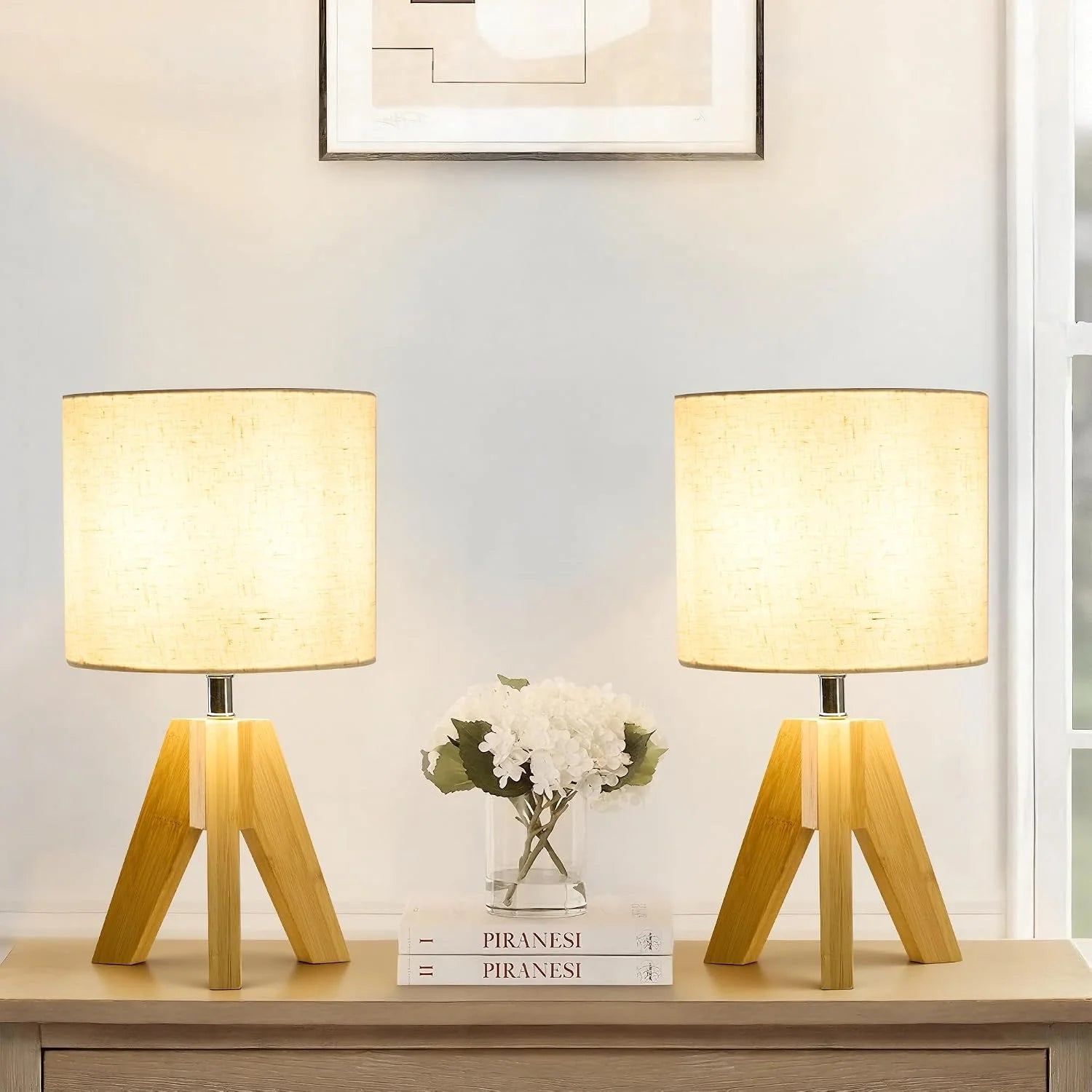 Special Booniture Set of 2 Tripod Table Lamps, Dimmable, Boho Modern Nightstand Lamps for Bedroom Living Room Office - Image 2