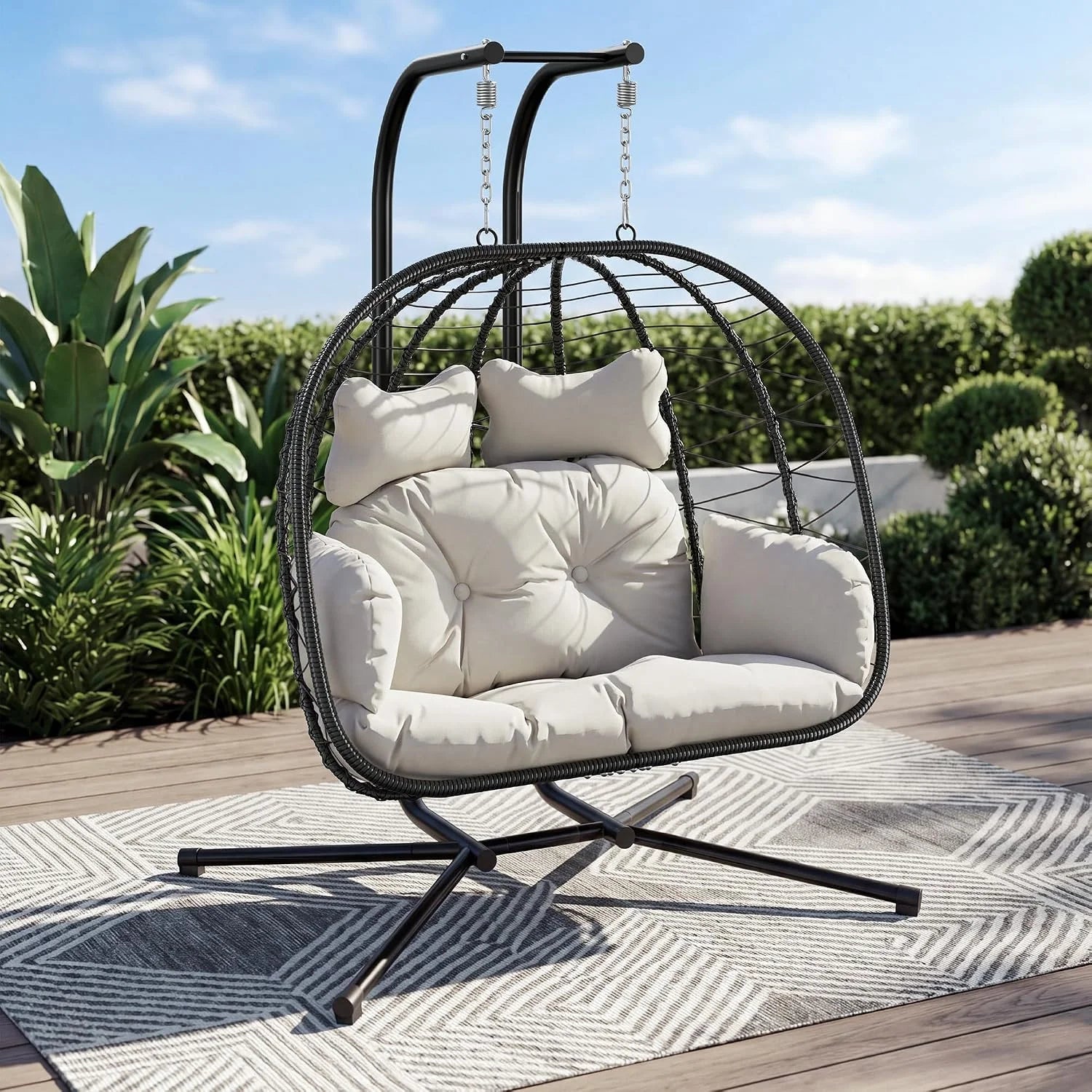 Special Bifanuo Double Hanging Egg Chair with Stand - Image 6