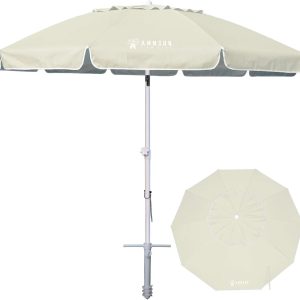 Special AMMSUN 8 Feet Large Beach Umbrella with Sand Anchor Heavy Duty High Wind Portable Outdoor Umbrellas UV 50+ Protection