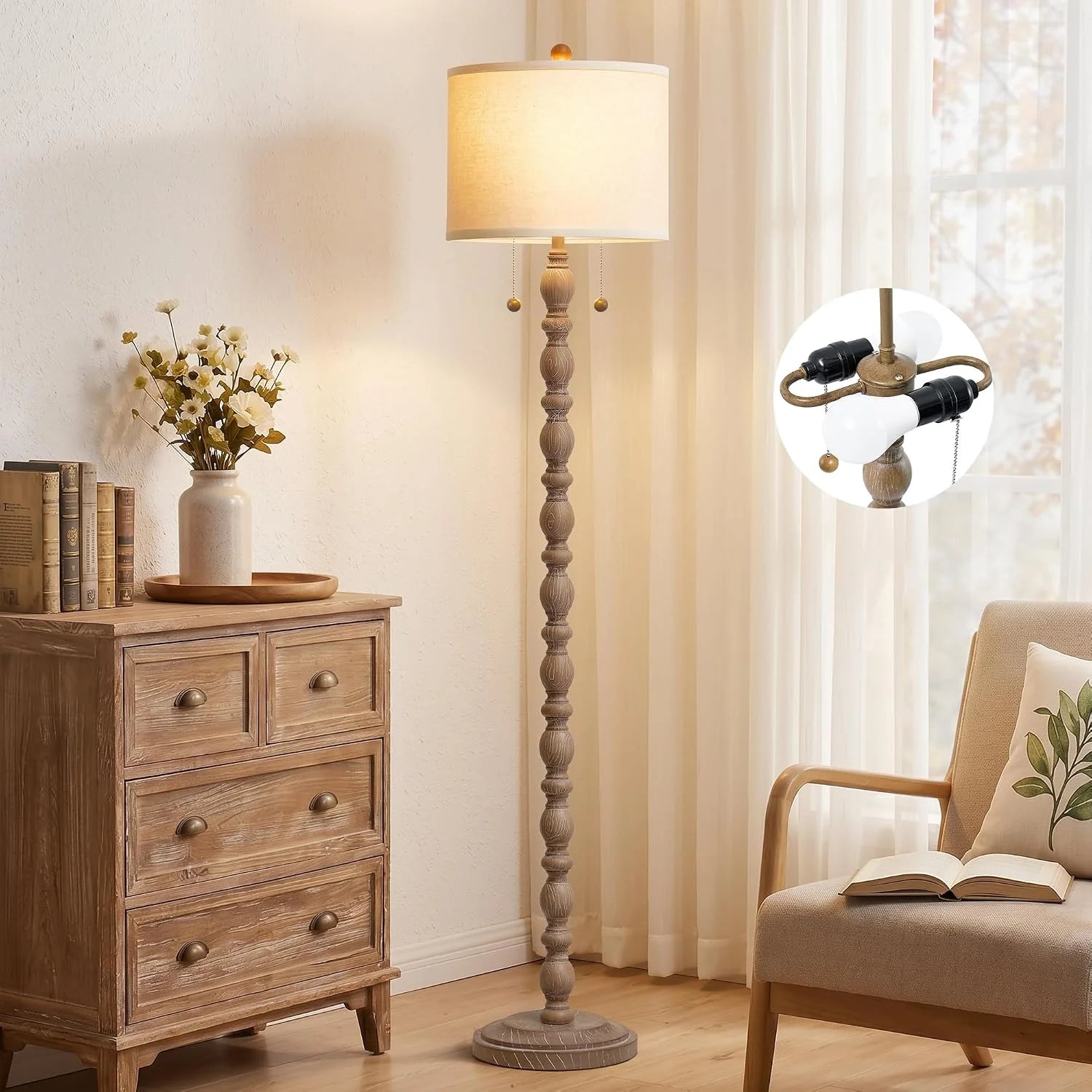 Special 62 Floor Lamp, Rotary Switch, Rustic Resin Tall Lamps for Living Room - Image 6