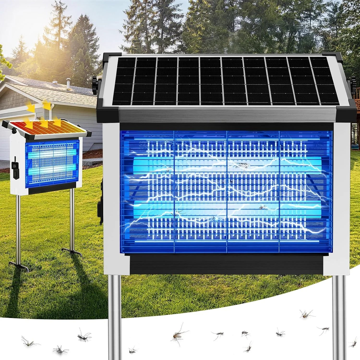 Special Solar Bug Zapper Outdoor, 4500V Solar Mosquito Zapper for Outdoor & Indoor, 1/2 Acre Coverage Cordless Rechargeable