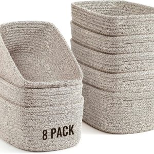 Special Small Storage Organizing Baskets, Woven Rope Bins for Bathroom, Closet, Shelf Organizer