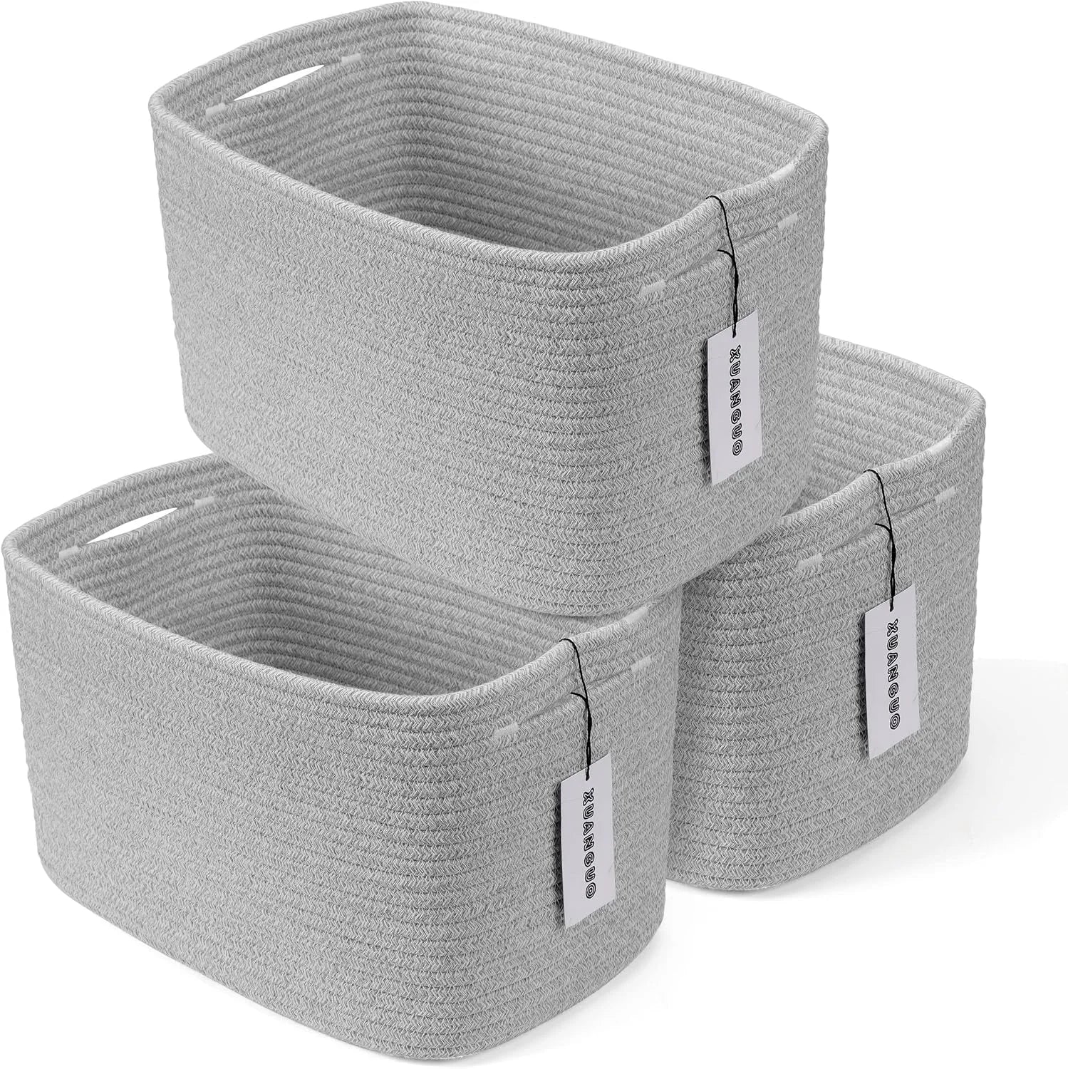 Special Cotton Rope Storage Baskets 15x10x9.3 3 Pack White, Decorative rectangular storage baskets for shelves - Image 10