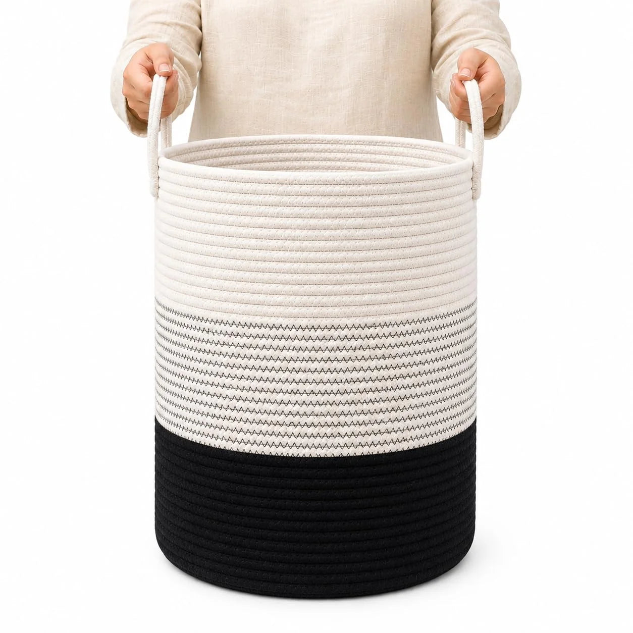 Special OrganiHaus Round Toy Basket & Blanket Basket, Cotton Rope 20×13, Full Honey, Round Cotton Rope Basket, 20×13 - Image 23