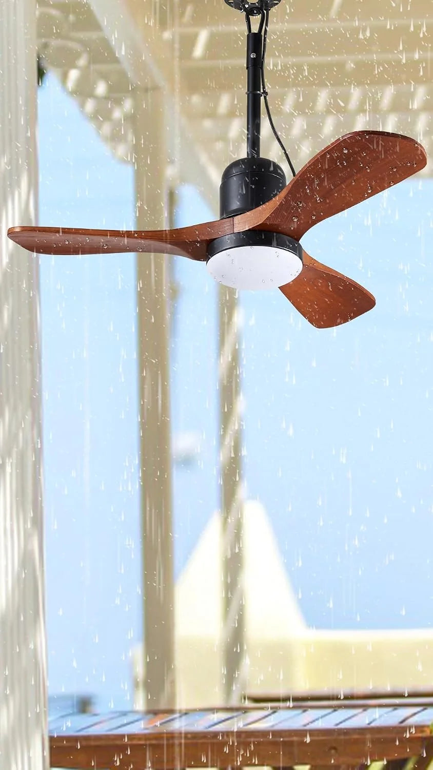 Special 3 Blades Wood Outdoor Ceiling Fan with Light for Patios, Farmhouse Rustic Ceiling Fans with Lights - Image 8