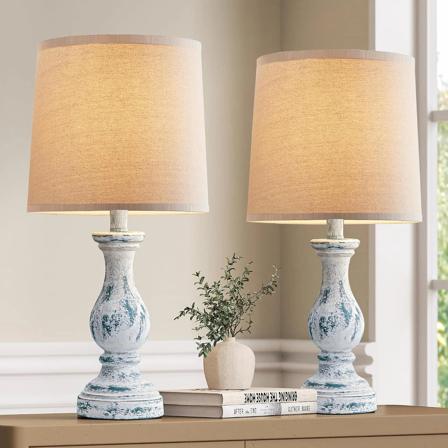 Special Farmhouse Table Lamps Set of 2, Rustic Lamp for Bedroom Living Room - Image 6