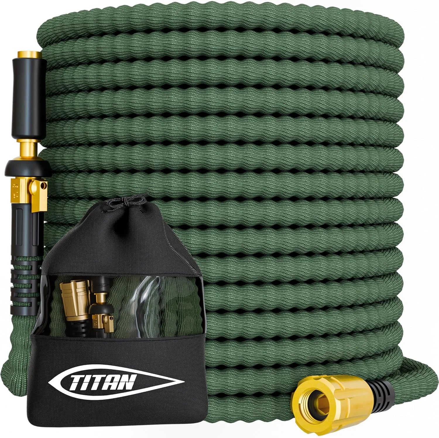 Special Flexible Garden Hose 100FT, Ultra Lightweight, Heavy Duty Water Hose with Brass Fittings & Jet Nozzle