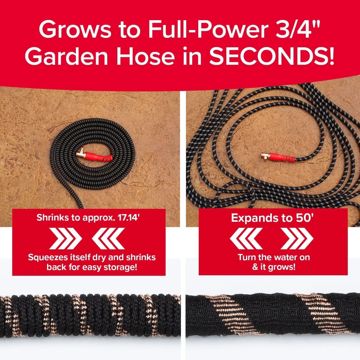 Special Hose 50 FT Copper Head Expandable Garden Hose, As Seen on TV, 360° swiveling pocket pivot connector - Image 2