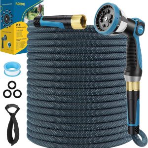 Special Non-Expandable Garden Hose 100 FT, Lightweight Hose with 10 Function Spray Nozzle, 360° Swivel Connectors