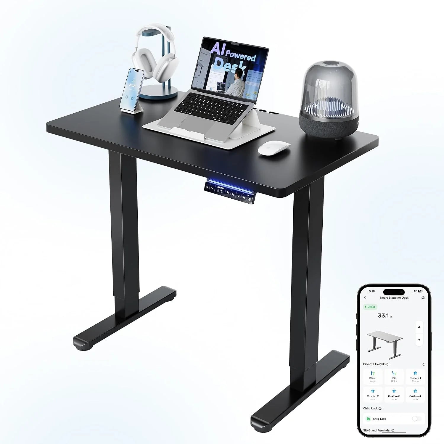 Special HUANUO 32 Small Electric Standing Desk Adjustable Height, 4 Memory Height Settings - Image 2