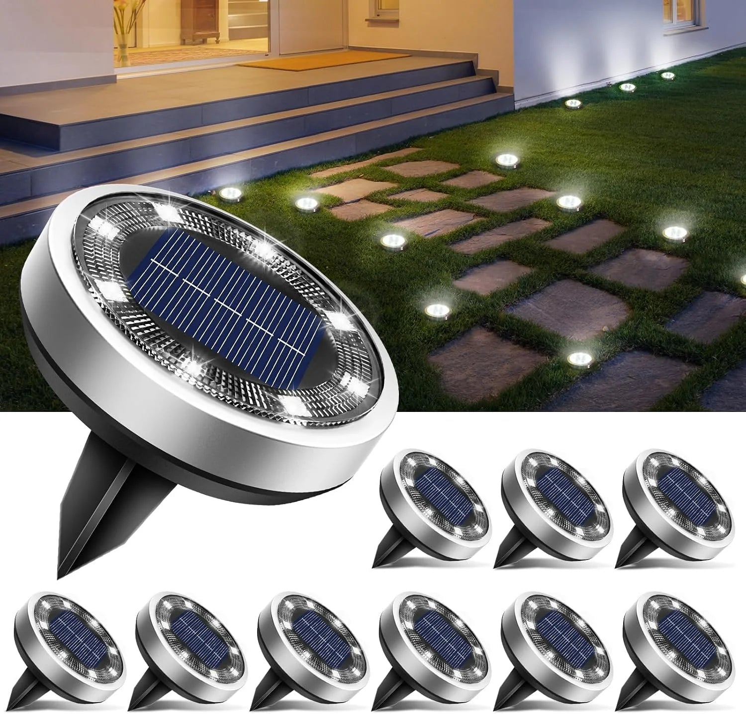 Special 16 Pack Solar Lights Outdoor Waterproof, 8 LED Solar Ground Lights – For Home Projects