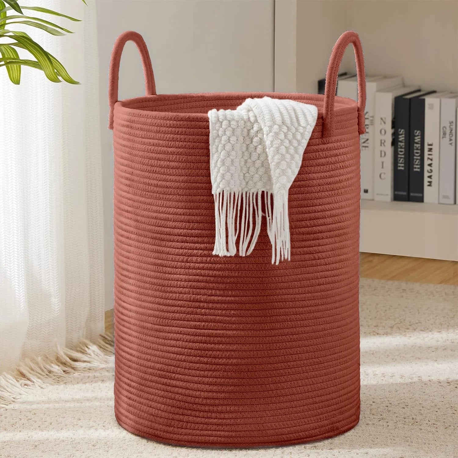 Special YOUDENOVA Jute Rope Laundry Hamper Basket, 58L Blanket Basket for Nursery, Large Woven Laundry Hamper with Sturdy - Image 4