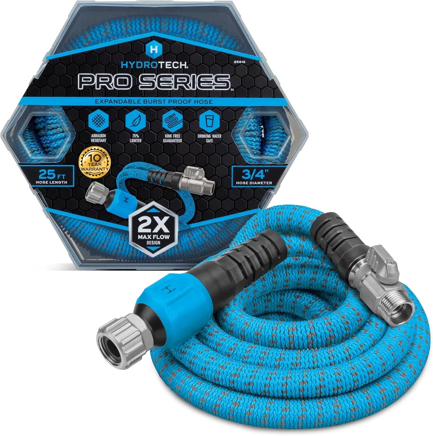 Special HydroTech Pro Series 100 ft Max Flow Garden Hose, 3/4 in Diameter, Patented Force Control Technology delivers 2x max - Image 3