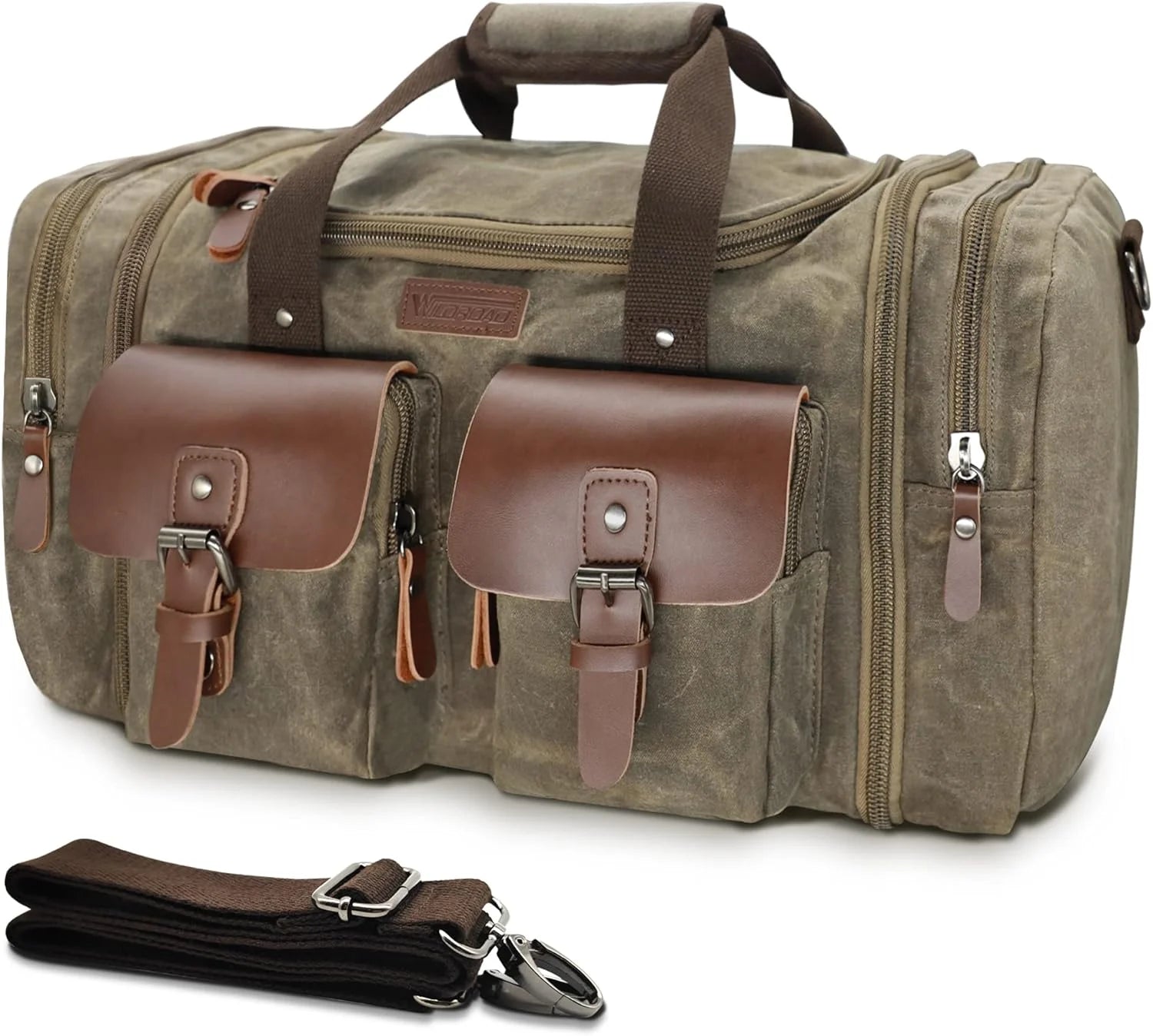 Special Wildroad Waxed Canvas Duffle Bag ” 50L Waterproof Weekender Overnight Travel Bag - Image 3