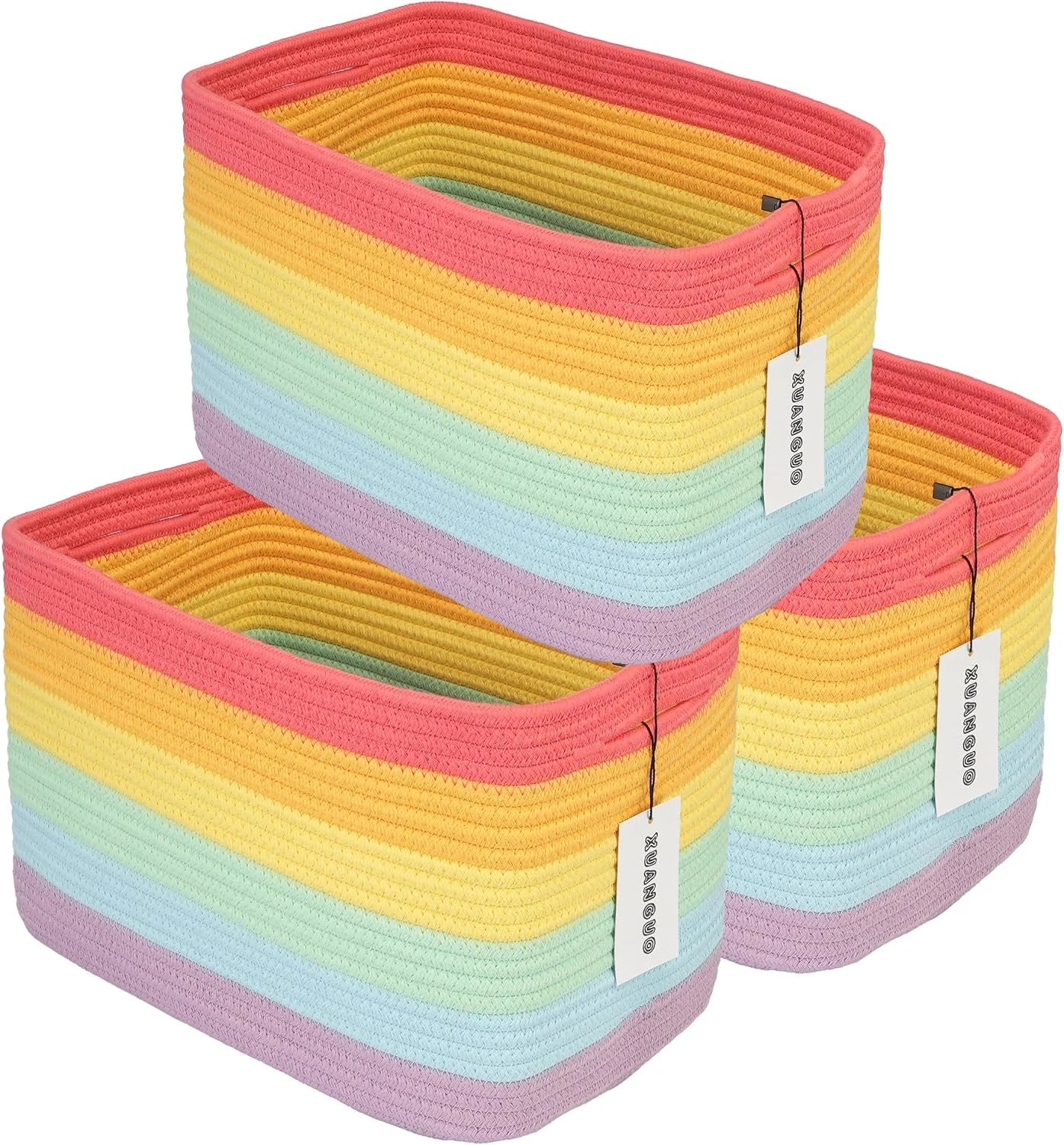 Special Cotton Rope Storage Baskets 15x10x9.3 3 Pack White, Decorative rectangular storage baskets for shelves - Image 13