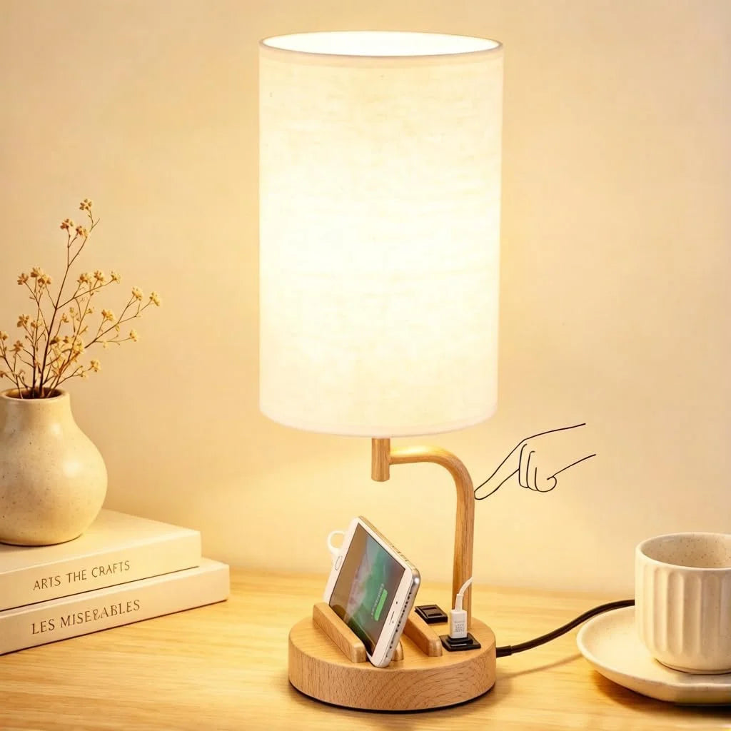 Special Dreamholder Touch Control USB Table Lamp with USB C/A & AC Outlet, Dimmable, Bulb Included - Image 5
