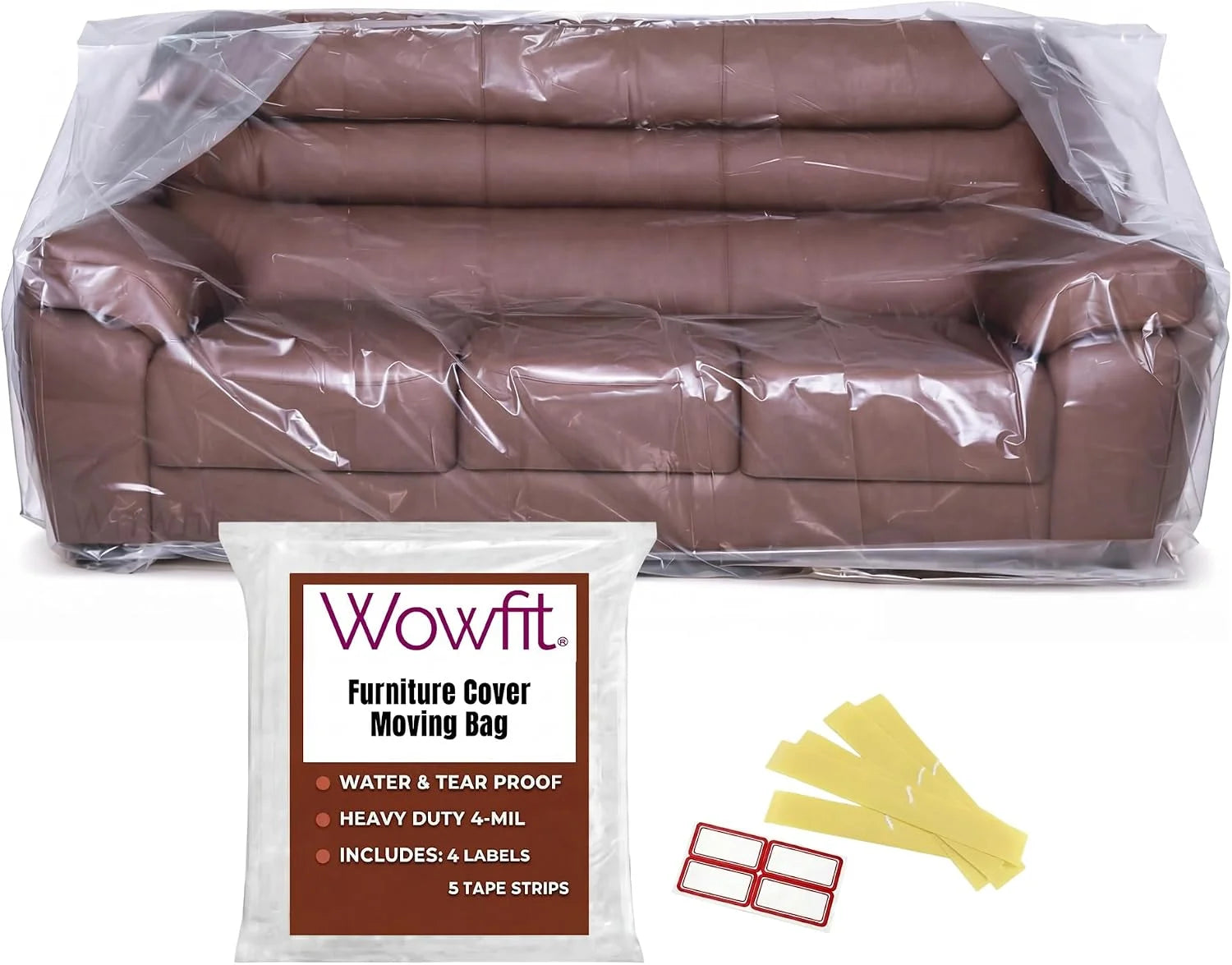Special 4mil Couch Cover for Moving, Clear Sofa Storage Bag, 92Wx42Dx62/41H