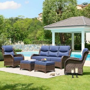 Special HILLGA Luxury High Back Patio Furniture Set with 6-Inch Thick Cushion