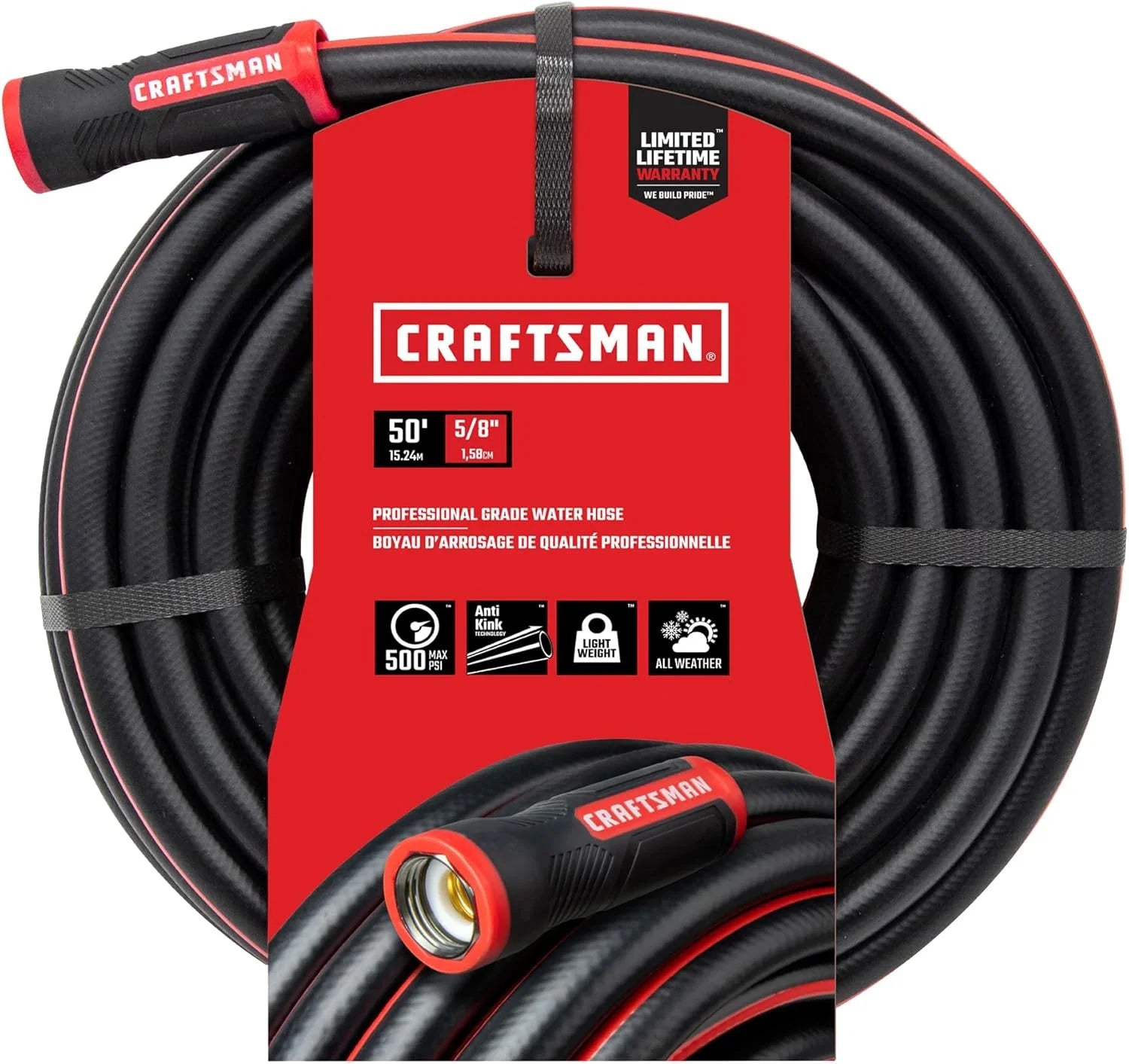 Special Heavy Duty Professional Grade Black Garden Hose, 100 Feet x 5/8 Inch
