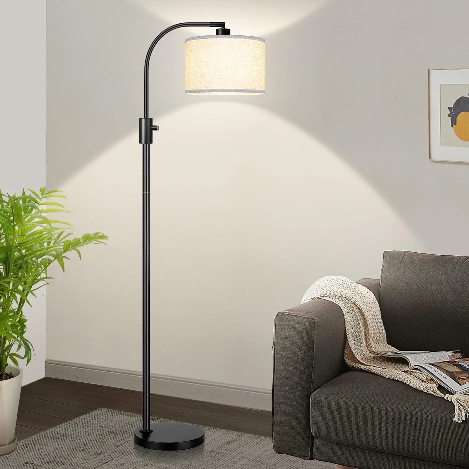 Special Nintiue Upgraded Modern Arc Dimmable Tall Standing Floor Lamp with Linen Shade, Bulb Included - Image 17