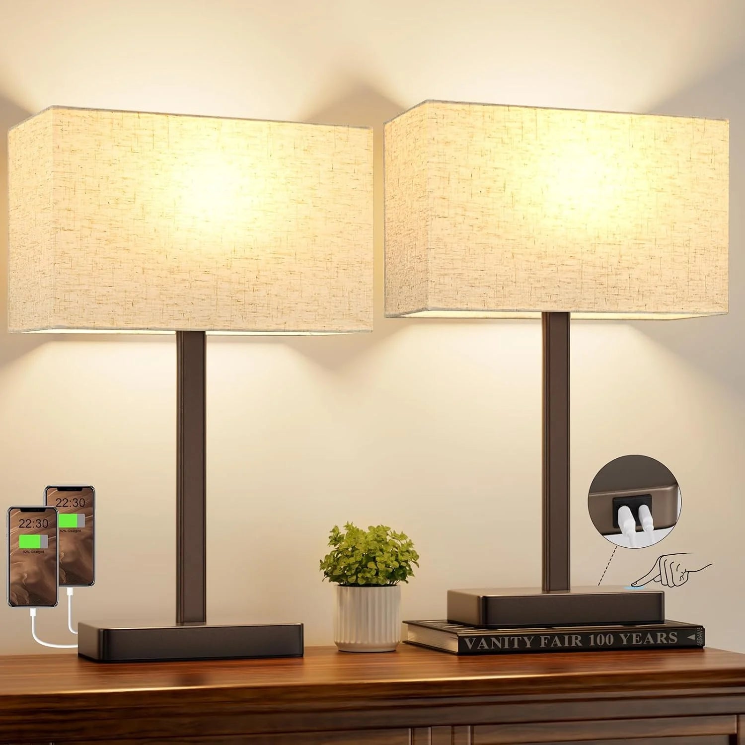 Special Hong-in Touch Lamps, Dimmable, Grey Modern Table Lamp for Night Stands - Image 2