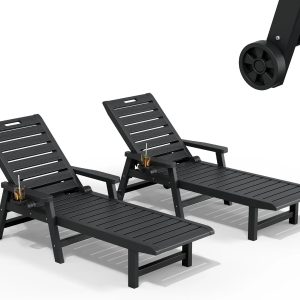 Special Lounge Chair, Pool Lounge Chairs Set of 2, Waterproof Sun Loungers Chair, 5-Positions Adjustable Outdoor Lounge Chairs