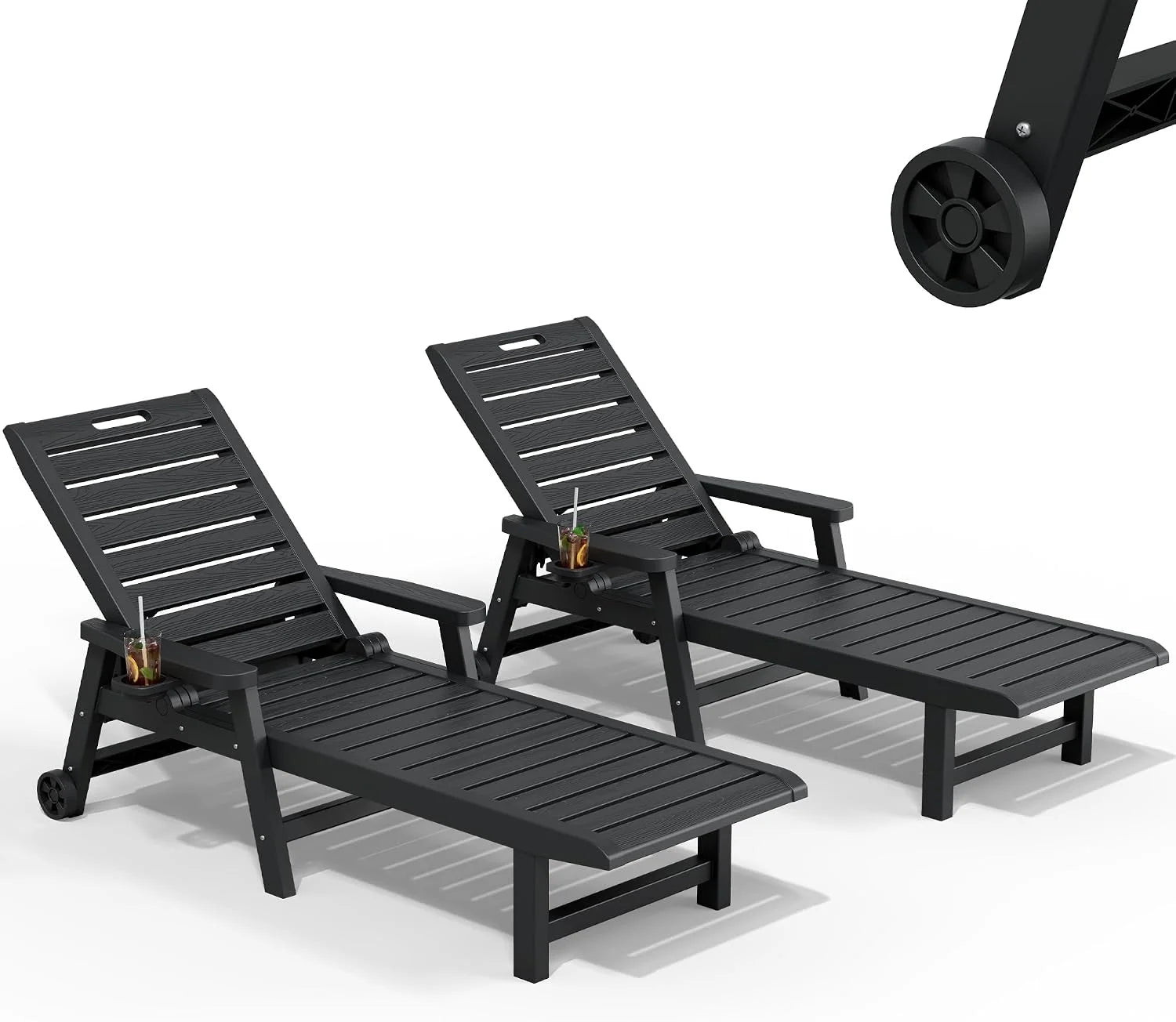 Special Lounge Chair, Pool Lounge Chairs Set of 2, Waterproof Sun Loungers Chair, 5-Positions Adjustable Outdoor Lounge Chairs