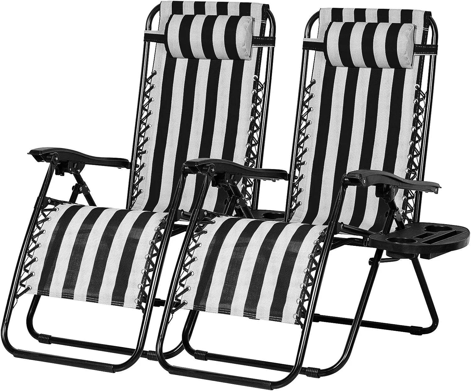 Special Set of 2 Relaxing Recliners Patio Chairs Adjustable Steel Mesh Zero Gravity Lounge Chair Beach Chairs - Image 2