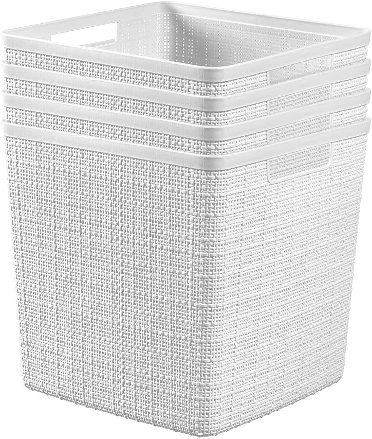 Special Curver Set of 4 Large Cube 17L Jute Decorative Plastic Organization and Storage Baskets, Perfect Bins for Home - Image 17
