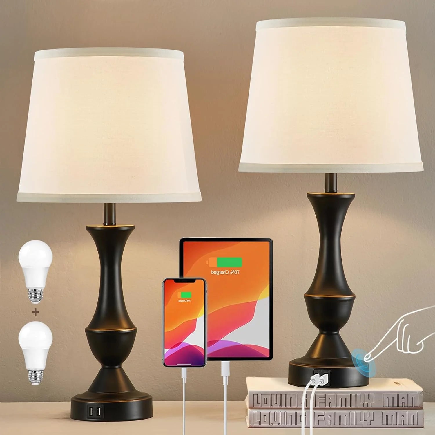 Special Luvkczc Table Lamp Set of 2, 19 Farmhouse Vintage Bedside Lamps for Living Room & Bedroom - Image 7