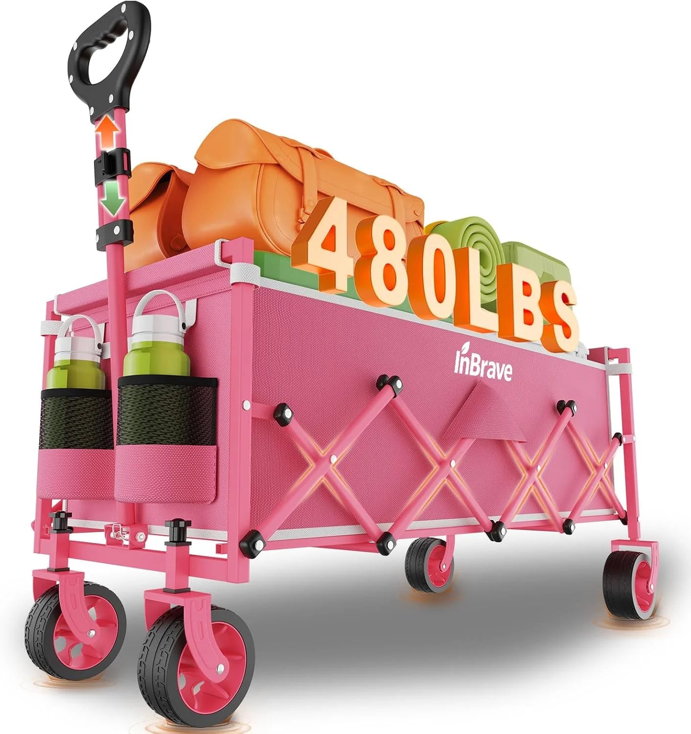 Special InBrave 34 Extra Long Collapsible Wagon Cart, 360LBS Capacity, Black - Image 3