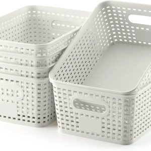 Special Plastic Storage Baskets 6 Pack Sturdy Storage Organizer Basket Woven Plastic Storage Bins