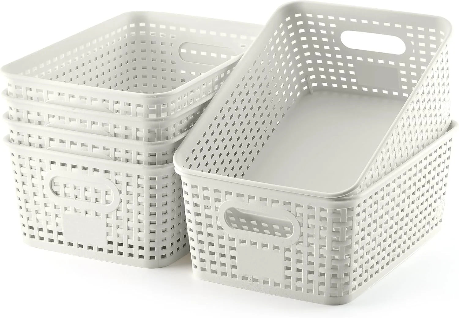 Special Plastic Storage Baskets 6 Pack Sturdy Storage Organizer Basket Woven Plastic Storage Bins