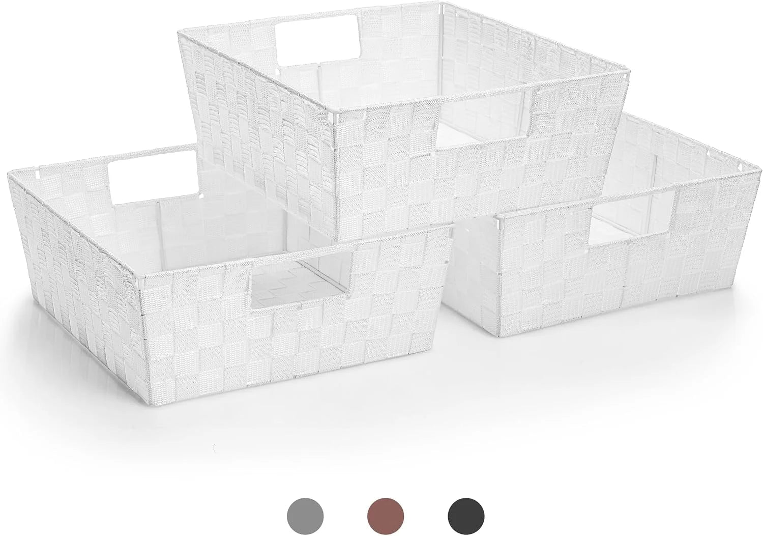 Special Set of 3 Large Woven Storage Baskets, Mesh Hand-Woven Organizing Baskets, Fabric Storage Bins for Linen - Image 4