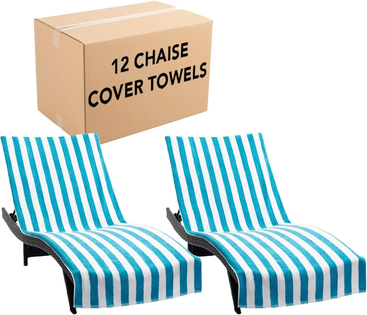 Special California Chaise Lounge Cover Towel with Pocket – Pack of 2 – Striped 100% Cotton Cabana Cover for Beach Pool – For Home Projects