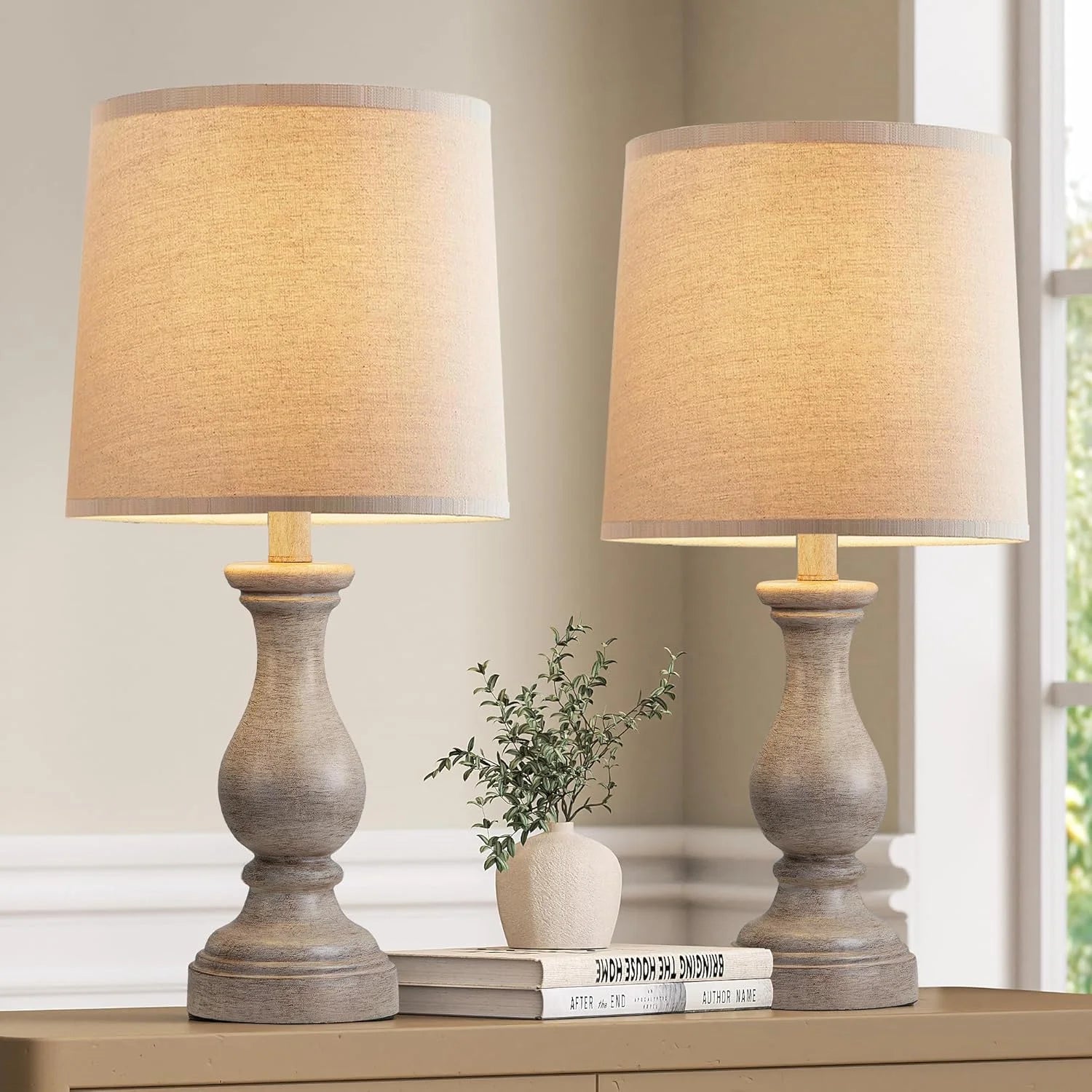 Special Farmhouse Table Lamps Set of 2, Rustic Lamp for Bedroom Living Room - Image 7
