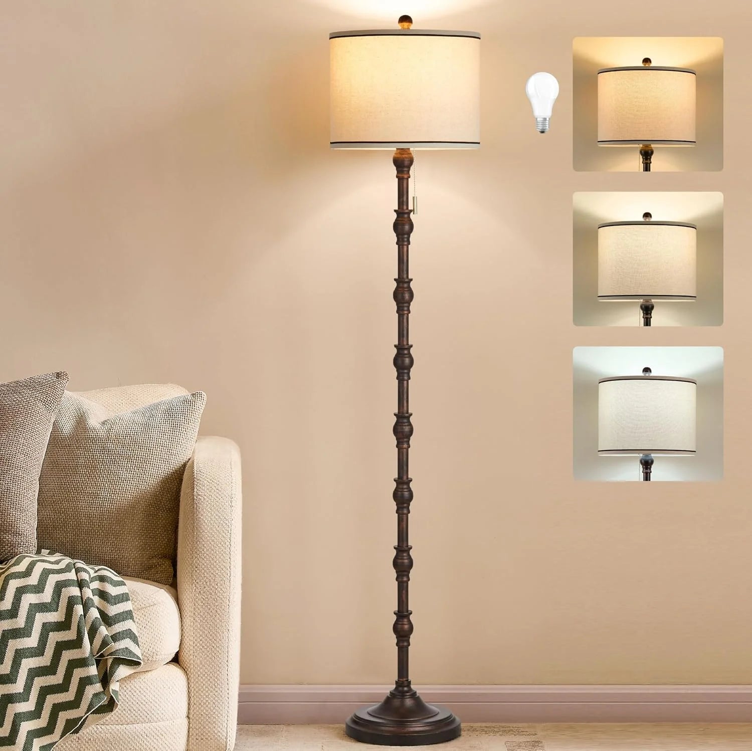 Special Leasgy 63.5” Floor Lamp, 3-Color Temperature, Pull Chain, Bulb Included - Image 5