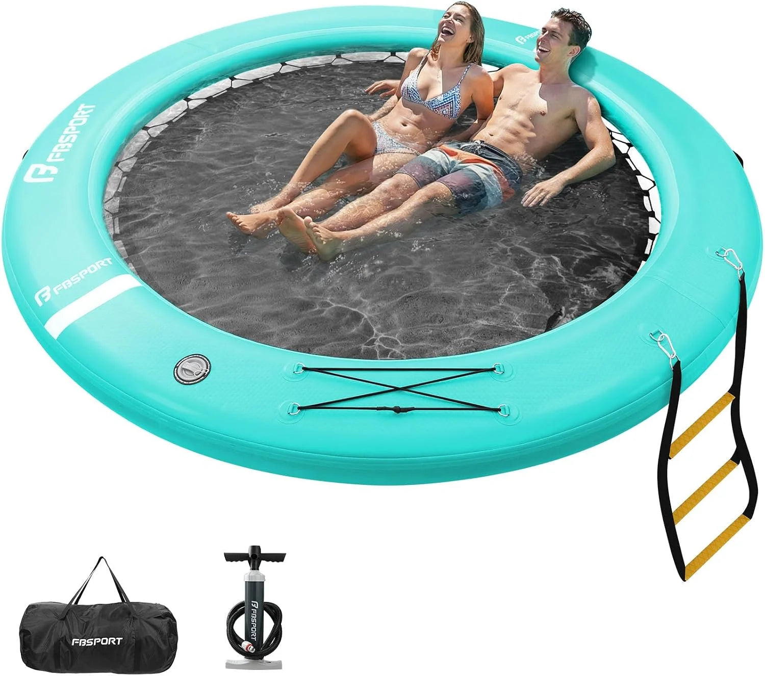 Special Inflatable Water Hammock Round Floating Ring, 10/8/6ft Inflatable Dock Floating Platform for Lake W/Cupholder - Image 7